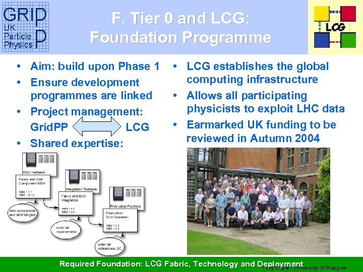 F. Tier 0 and LCG: Foundation Programme • Aim: build upon Phase 1 •