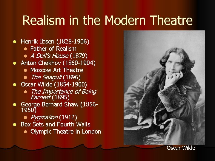 Realism in the Modern Theatre Henrik Ibsen (1828 -1906) l Father of Realism l