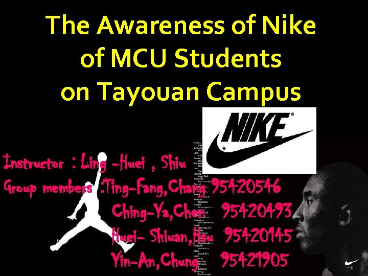 The Awareness of Nike of MCU Students on Tayouan Campus Instructor：Ling -Huei , Shiu