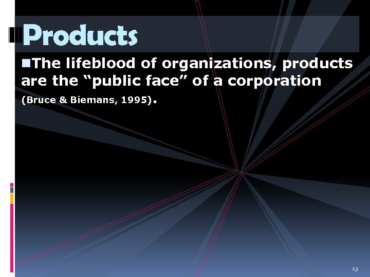 Products n. The lifeblood of organizations, products are the “public face” of a corporation