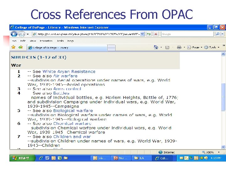 Cross References From OPAC 