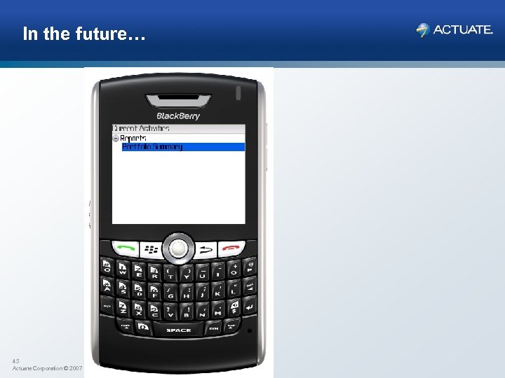 In the future… 43 Actuate Corporation © 2007 