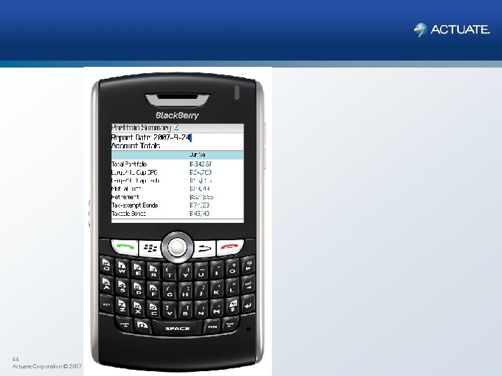 44 Actuate Corporation © 2007 