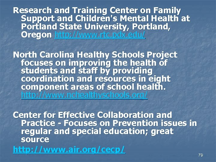 Research and Training Center on Family Support and Children's Mental Health at Portland State