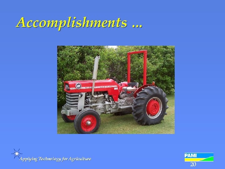 Accomplishments … Applying Technology for Agriculture 20 