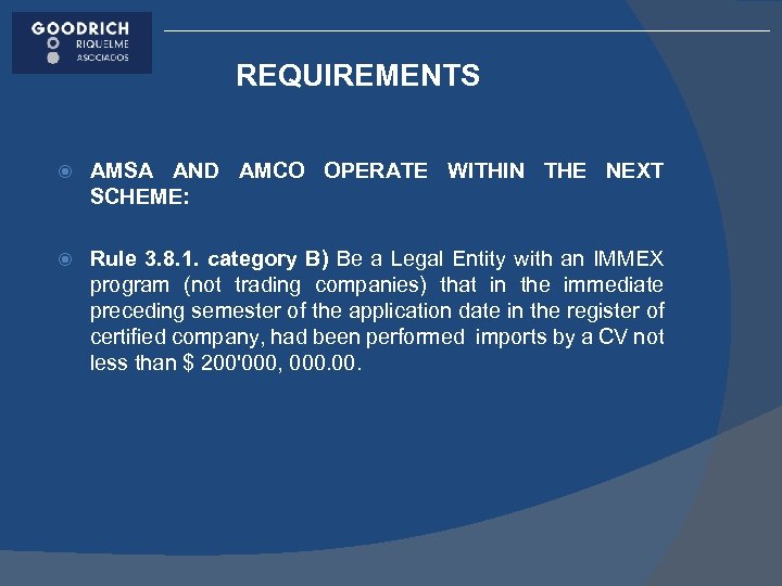 REQUIREMENTS AMSA AND AMCO OPERATE WITHIN THE NEXT SCHEME: Rule 3. 8. 1. category