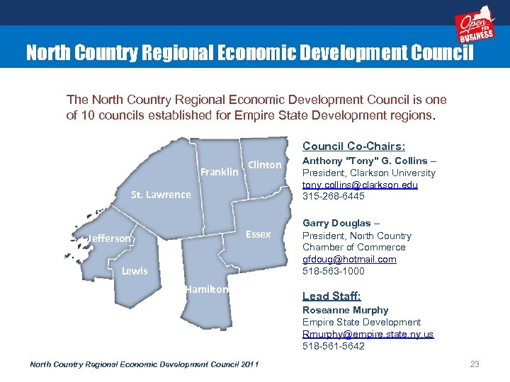 North Country Regional Economic Development Council The North Country Regional Economic Development Council is
