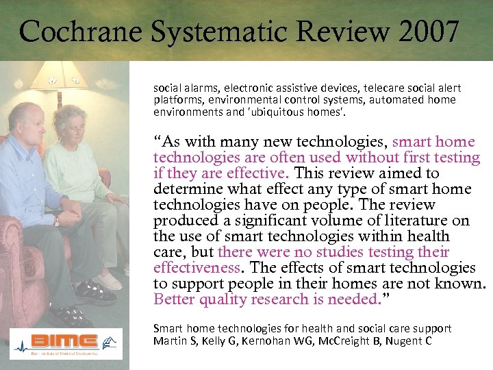 Cochrane Systematic Review 2007 social alarms, electronic assistive devices, telecare social alert platforms, environmental