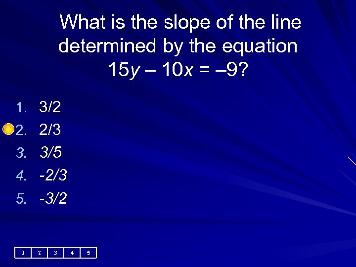  What is the slope of the line determined by the equation 15 y