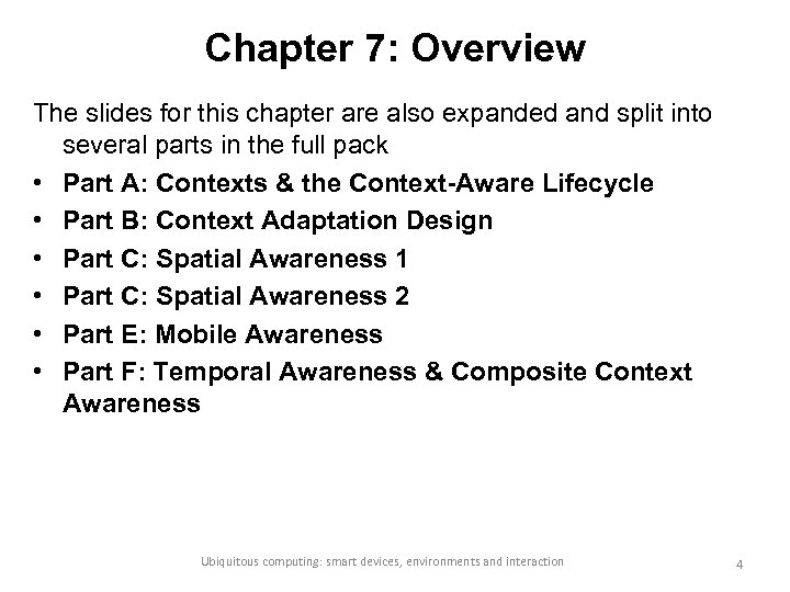 Chapter 7: Overview The slides for this chapter are also expanded and split into