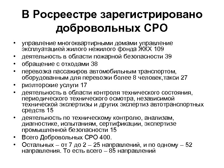 В Росреестре зарегистрировано добровольных СРО • управление многоквартирными домами управление эксплуатацией жилого нежилого фонда