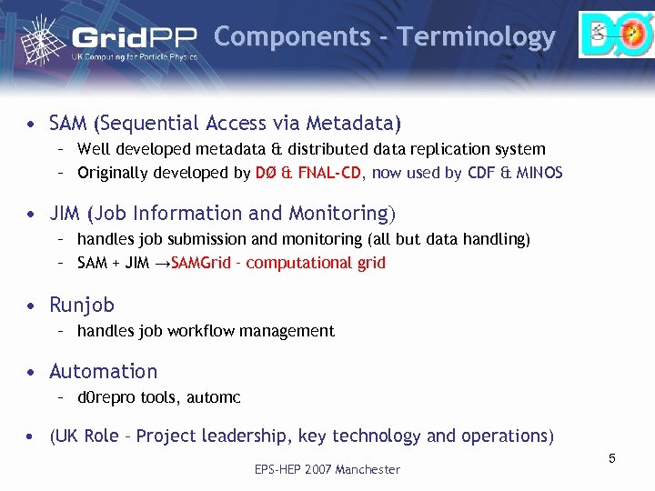 Components - Terminology • SAM (Sequential Access via Metadata) – Well developed metadata &