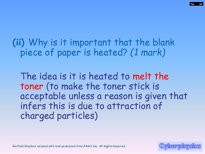 (ii) Why is it important that the blank piece of paper is heated? (1