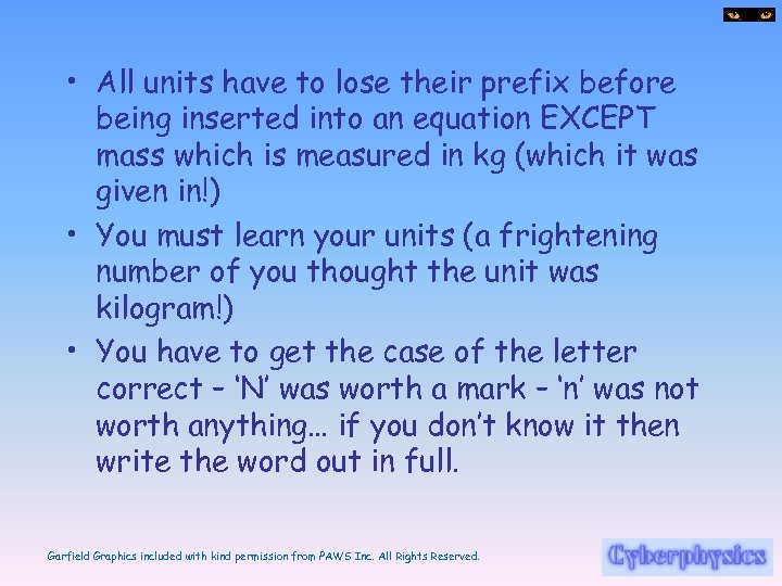  • All units have to lose their prefix before being inserted into an
