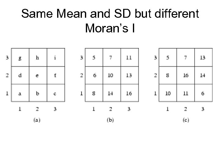Same Mean and SD but different Moran’s I 