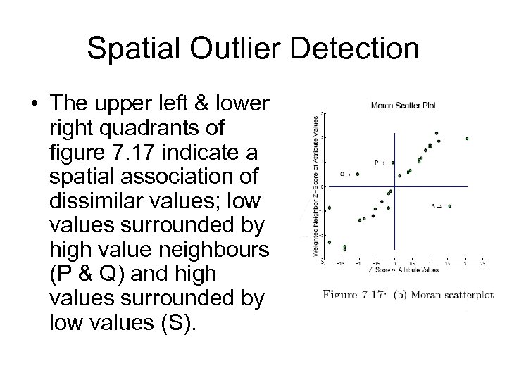 Spatial Outlier Detection • The upper left & lower right quadrants of figure 7.