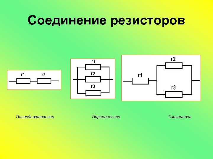 Соединение резисторов Последовательное Параллельное Смешанное 