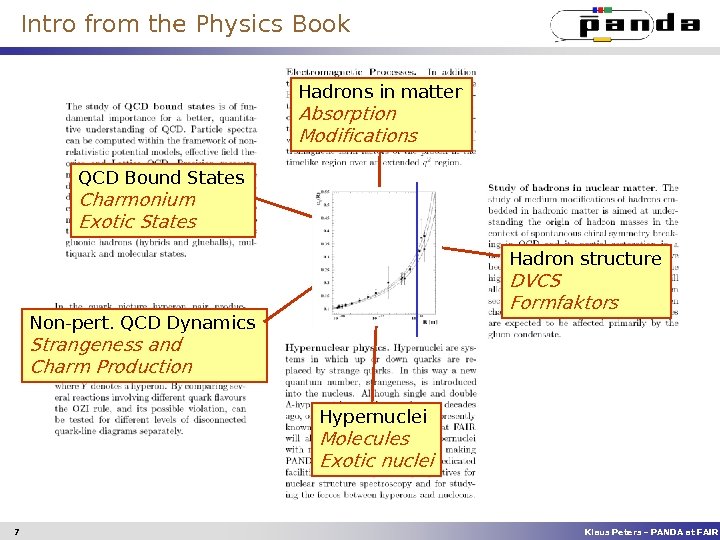 Intro from the Physics Book Hadrons in matter Absorption Modifications QCD Bound States Charmonium