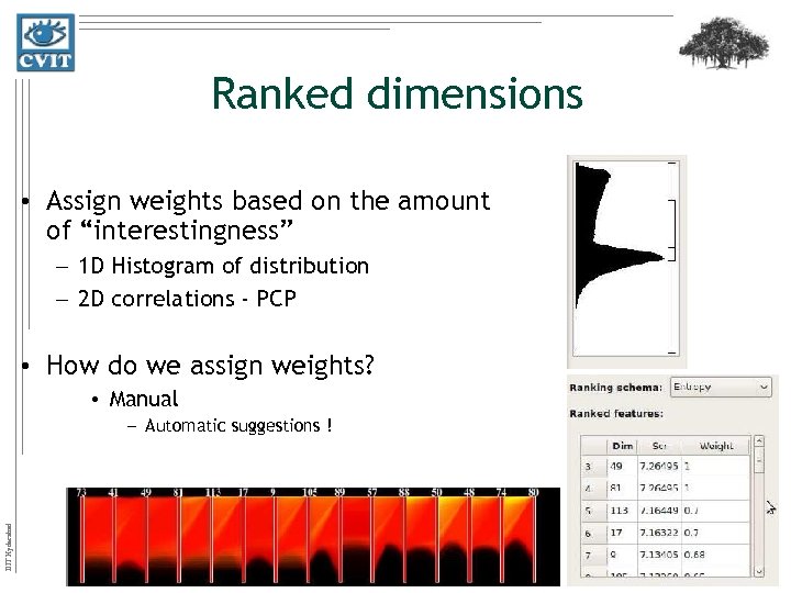 Ranked dimensions • Assign weights based on the amount of “interestingness” – 1 D