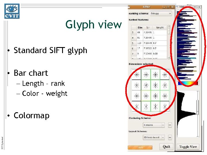 Glyph view • Standard SIFT glyph • Bar chart – Length – rank –