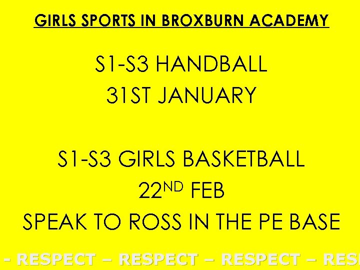GIRLS SPORTS IN BROXBURN ACADEMY S 1 -S 3 HANDBALL 31 ST JANUARY S