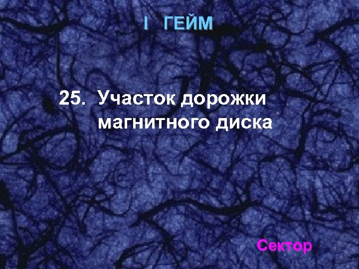 I ГЕЙМ 25. Участок дорожки магнитного диска Сектор 