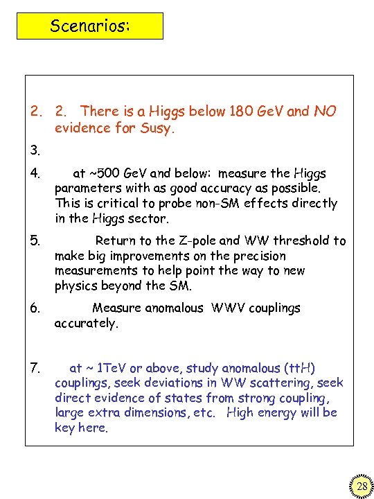Scenarios: 2. 2. There is a Higgs below 180 Ge. V and NO evidence
