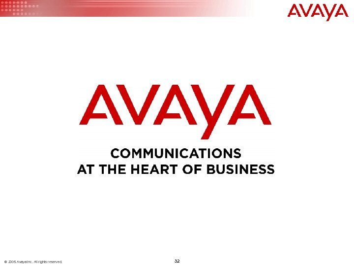 © 2005 Avaya Inc. All rights reserved. 32 