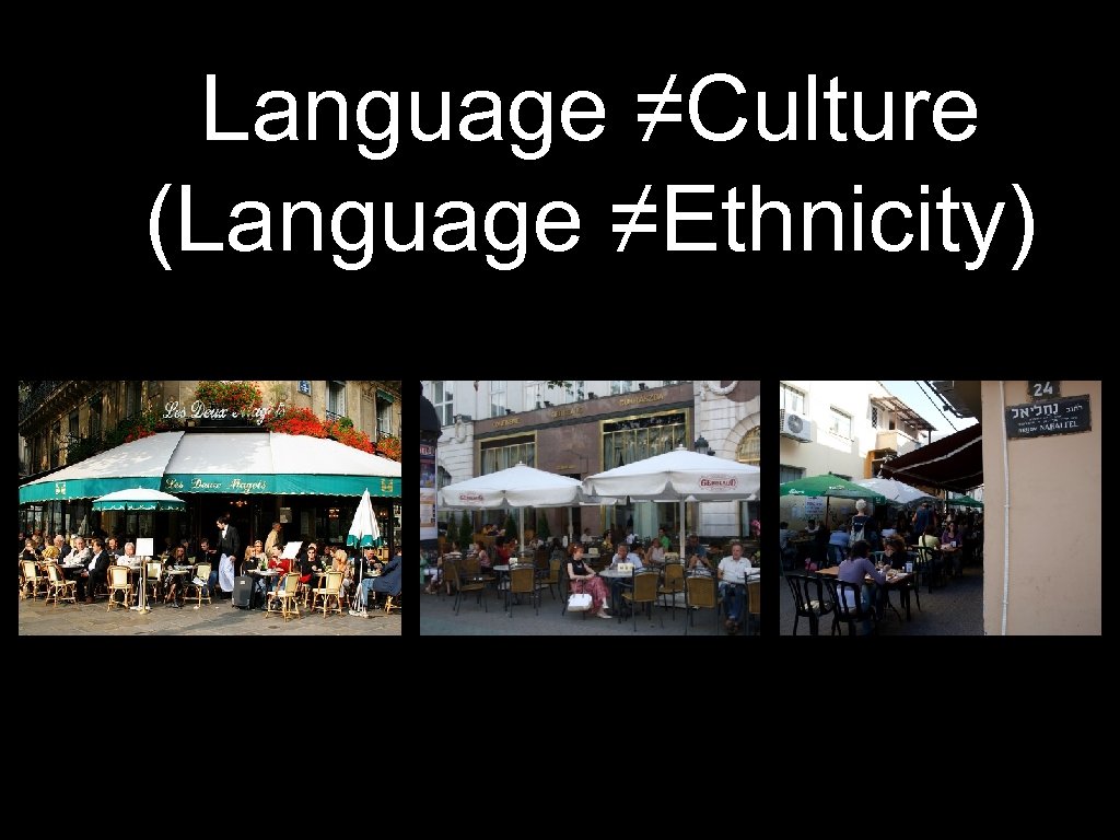 Language ≠Culture (Language ≠Ethnicity) 