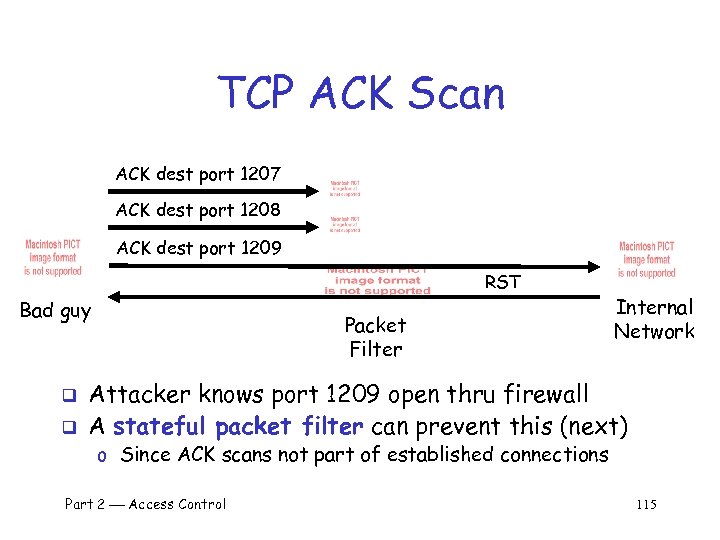 TCP ACK Scan ACK dest port 1207 ACK dest port 1208 ACK dest port