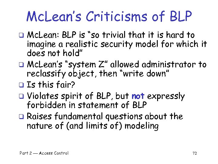 Mc. Lean’s Criticisms of BLP Mc. Lean: BLP is “so trivial that it is