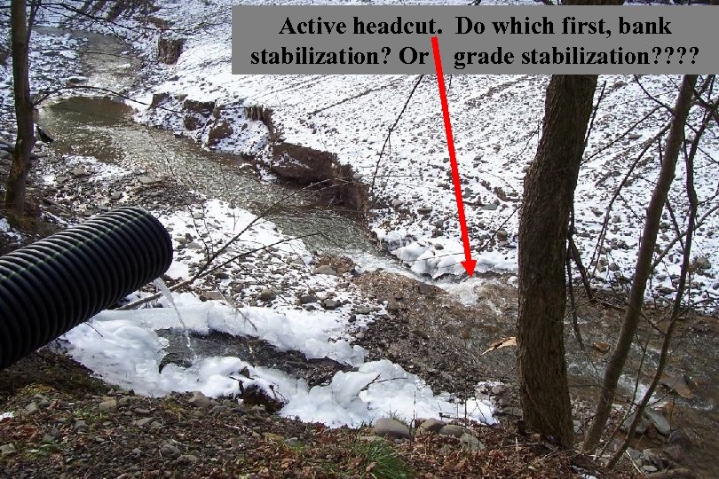 Active headcut. Do which first, bank stabilization? Or grade stabilization? ? 