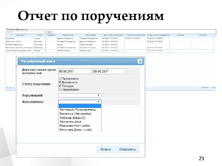 Отчет по поручениям 21 