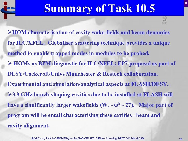 Summary of Task 10. 5 ØHOM characterisation of cavity wake-fields and beam dynamics for
