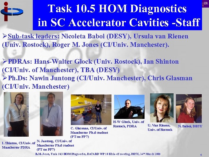 Task 10. 5 HOM Diagnostics in SC Accelerator Cavities -Staff ØSub-task leaders: Nicoleta Baboi