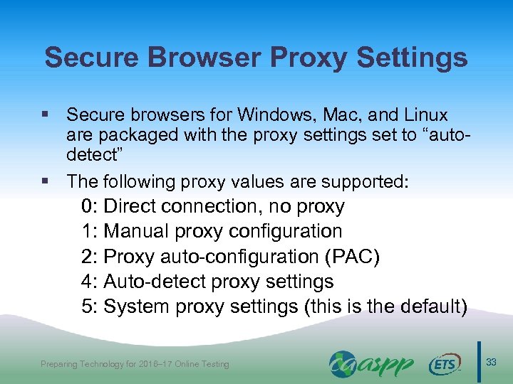 Secure Browser Proxy Settings § Secure browsers for Windows, Mac, and Linux are packaged