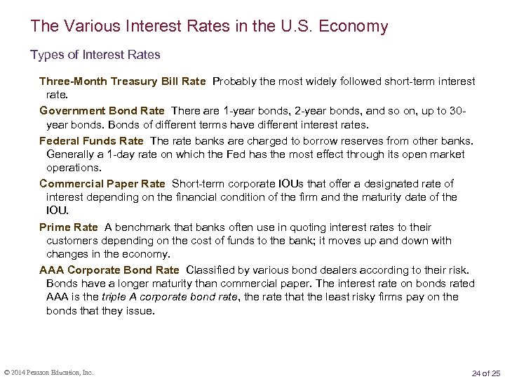 The Various Interest Rates in the U. S. Economy Types of Interest Rates Three-Month