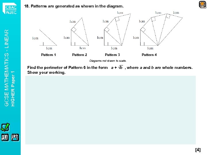 Pattern 1 Pattern 2 Pattern 3 Pattern 4 Diagrams not drawn to scale. HIGHER