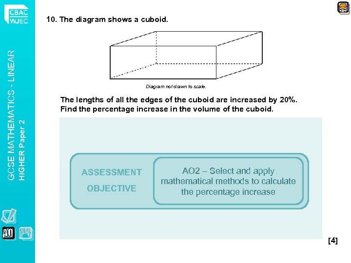 Diagram not drawn to scale. The lengths of all the edges of the cuboid