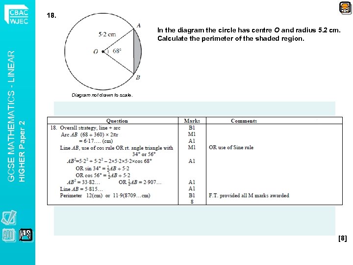 18. Diagram not drawn to scale. HIGHER Paper 2 GCSE MATHEMATICS - LINEAR In