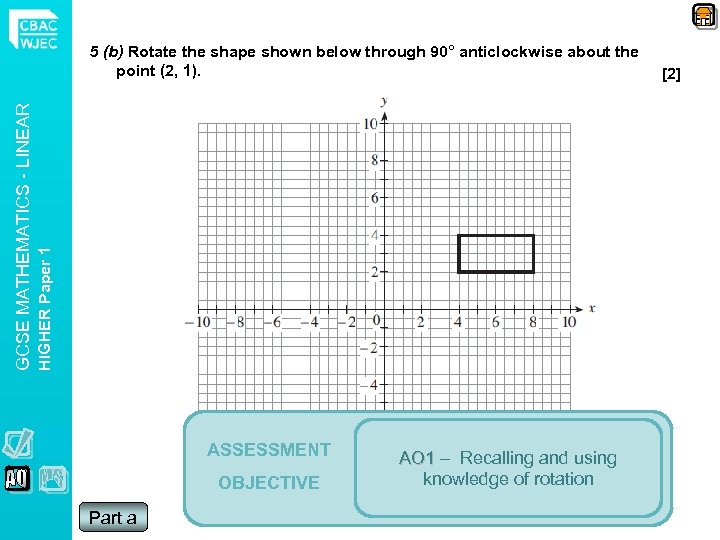 HIGHER Paper 1 GCSE MATHEMATICS - LINEAR 5 (b) Rotate the shape shown below