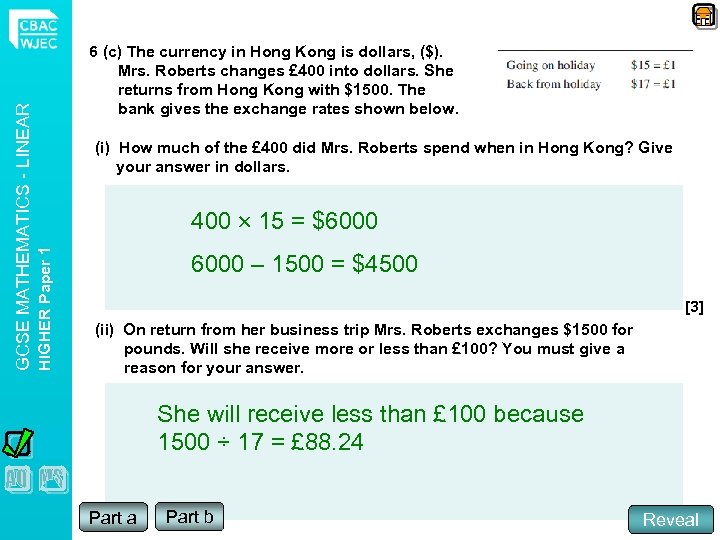 (i) How much of the £ 400 did Mrs. Roberts spend when in Hong