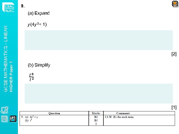 9. y (4 y 3+ 1) [2] HIGHER Paper 1 GCSE MATHEMATICS - LINEAR