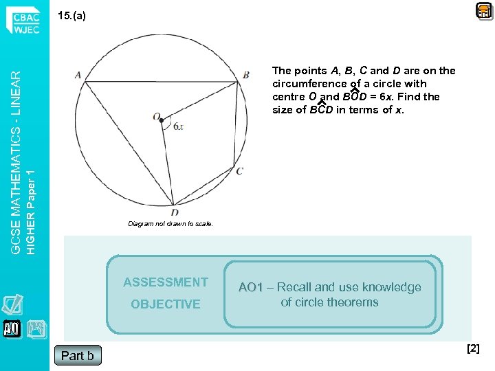 The points A, B, C and D are on the circumference of a circle