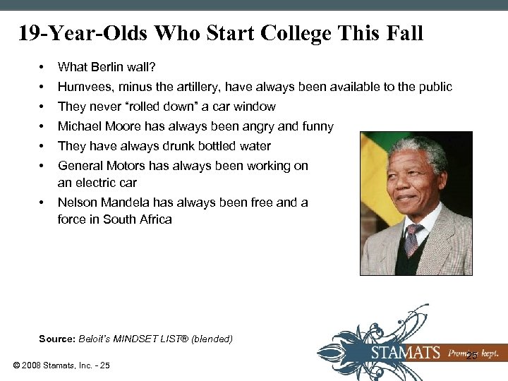 19 -Year-Olds Who Start College This Fall • What Berlin wall? • Humvees, minus