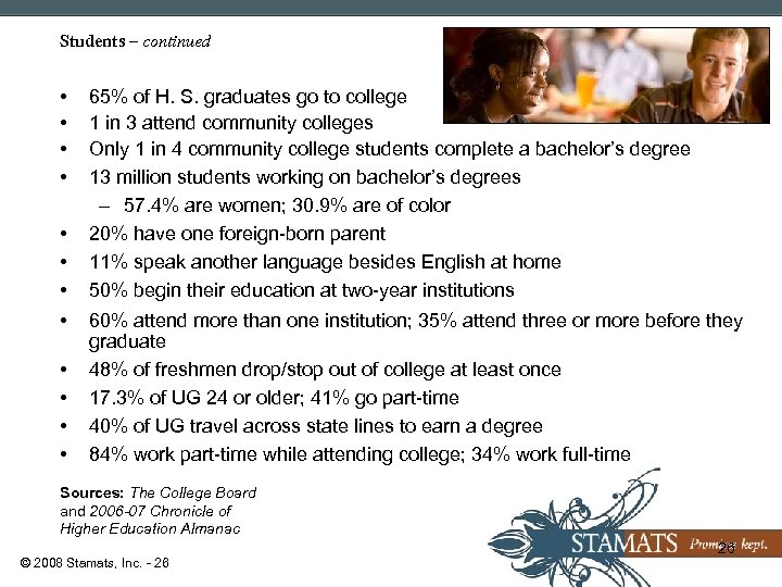 Students – continued • • • 65% of H. S. graduates go to college