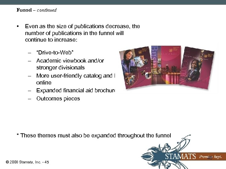 Funnel – continued • Even as the size of publications decrease, the number of