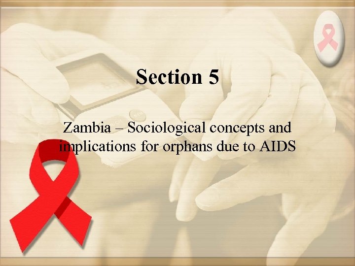 Section 5 Zambia – Sociological concepts and implications for orphans due to AIDS 