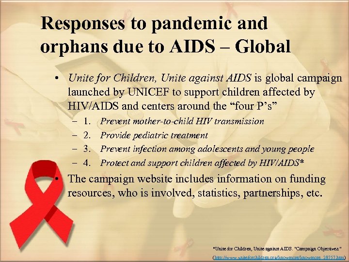 Responses to pandemic and orphans due to AIDS – Global • Unite for Children,