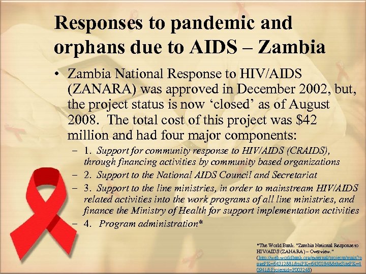 Responses to pandemic and orphans due to AIDS – Zambia • Zambia National Response